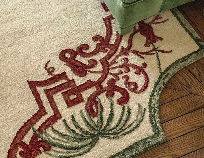 floral rugs in beach home